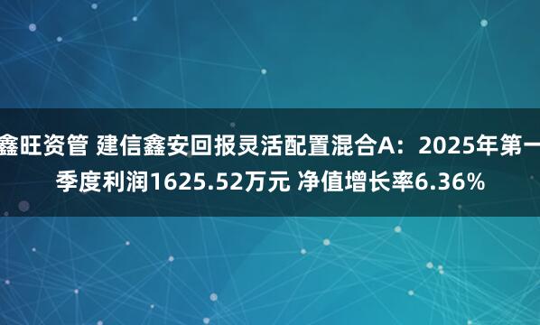 鑫旺资管 建信鑫安回报灵活配置混合A：2025年第一季度利润1625.52万元 净值增长率6.36%