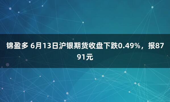 锦盈多 6月13日沪银期货收盘下跌0.49%,报8791元