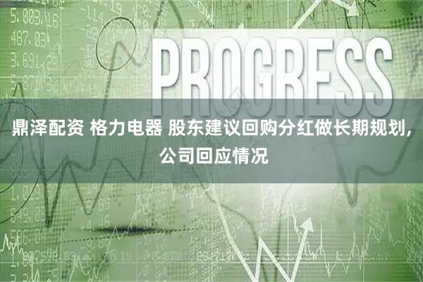 鼎泽配资 格力电器 股东建议回购分红做长期规划, 公司回应情况